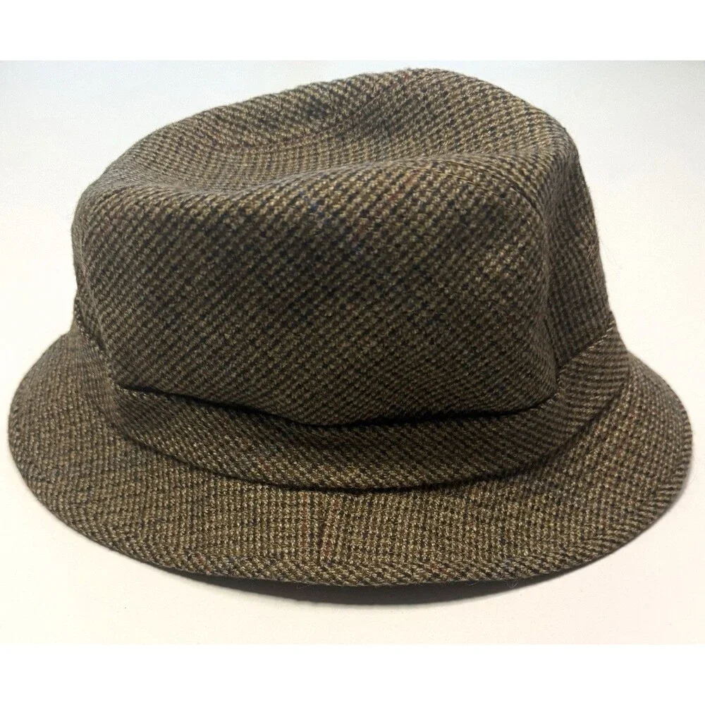 Vintage Doria Gruppo Borsalino Fedora Hat Tweed Herringbone USA 7 1/8 57